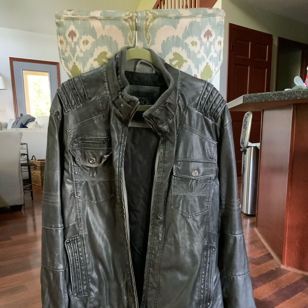 Charcoal Gray Leather Jacket